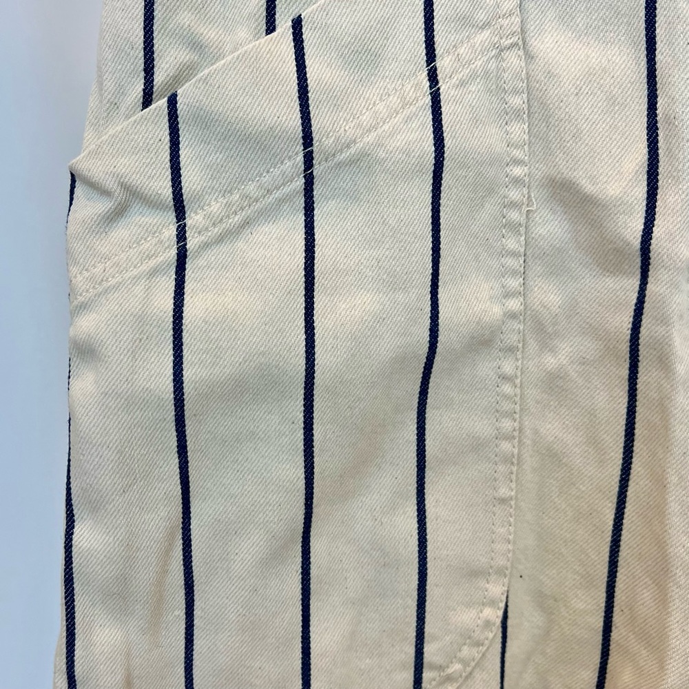 NWT Anthropologie Cream & Blue Striped Jumpsuit Size 4P - Picture 6 of 11
